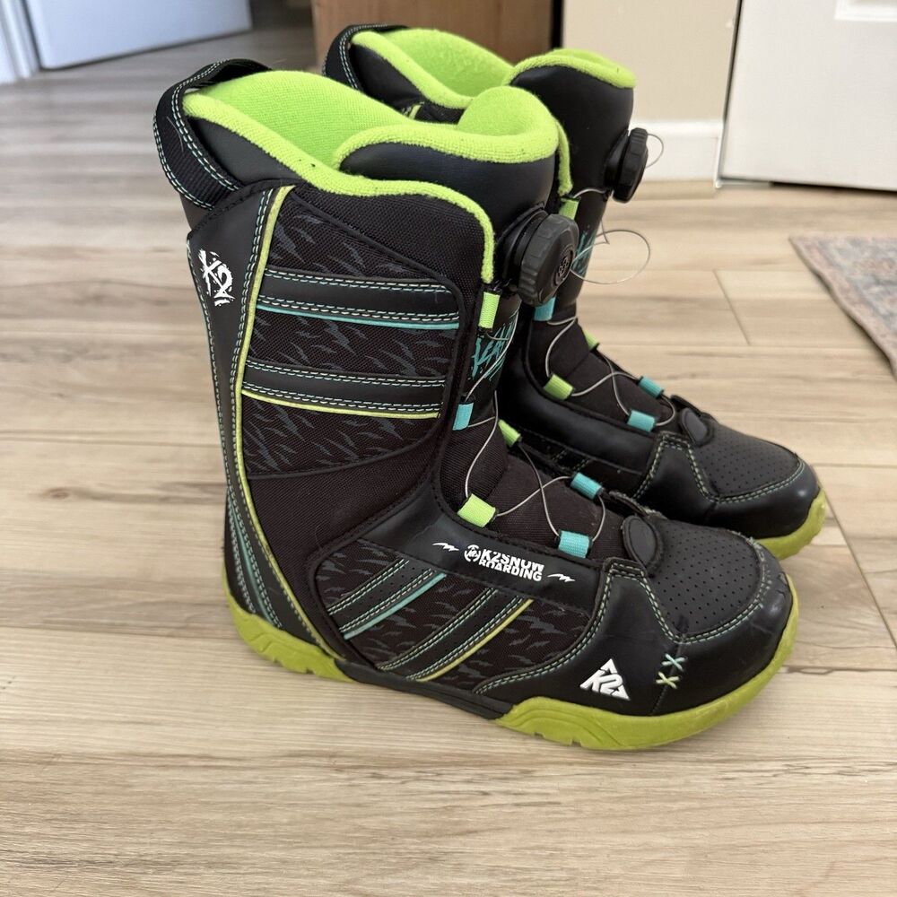 K2 Vandal Snowboard Boots  Size 38/6 BOA System Snowboarding Black/Neon